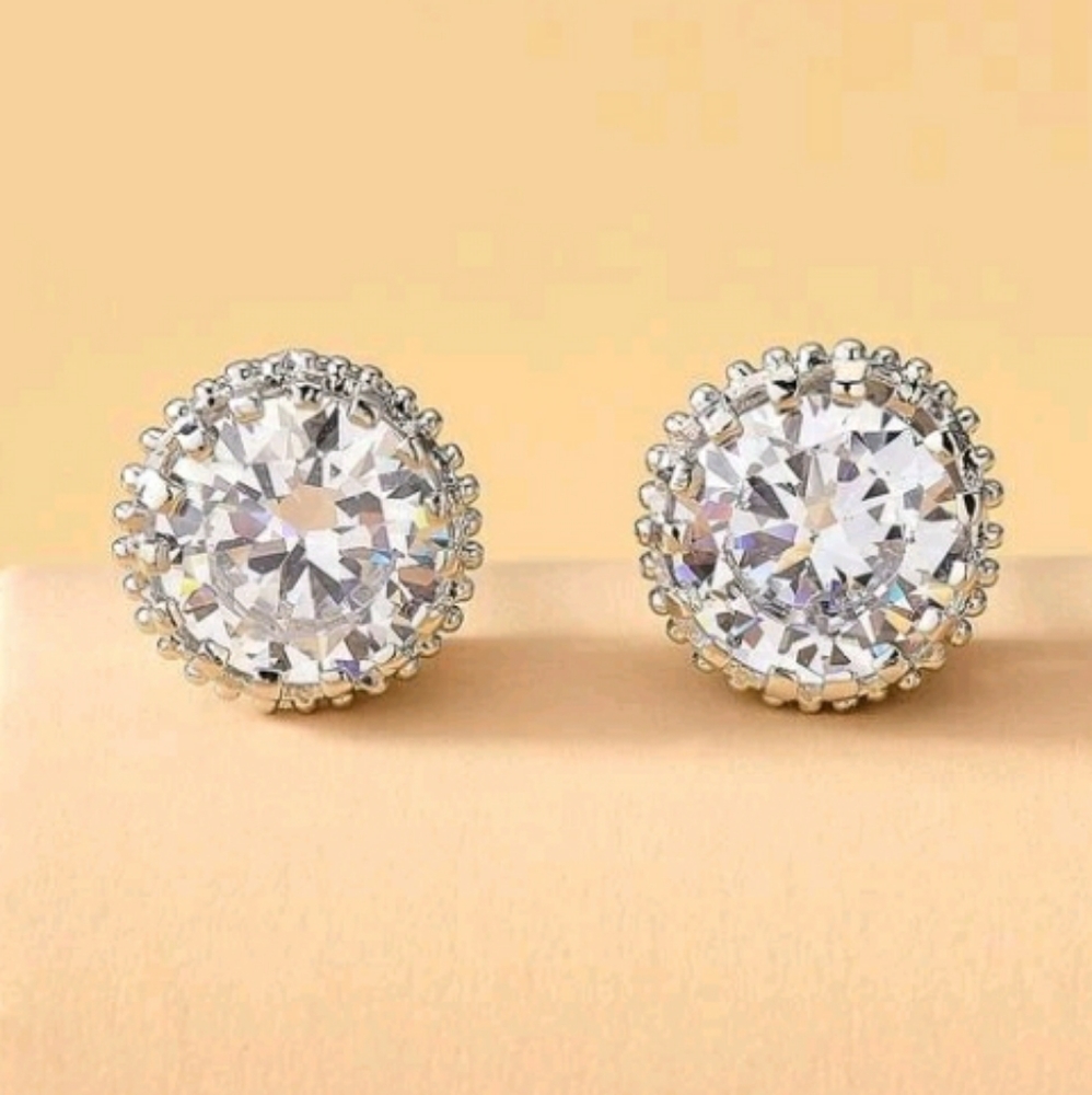 Rhinestone Stud Earrings - Picture 2 of 3